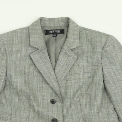 Kasper Womens Grey  Polyester Jacket Suit Jacket Size 12