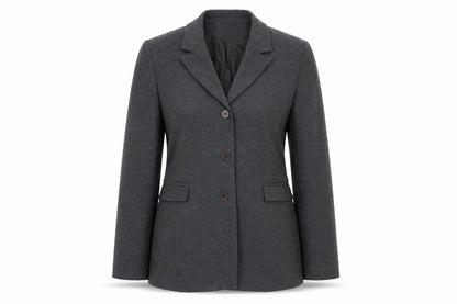 Front view of Debenhams women’s grey jacket blazer, size UK 8, button