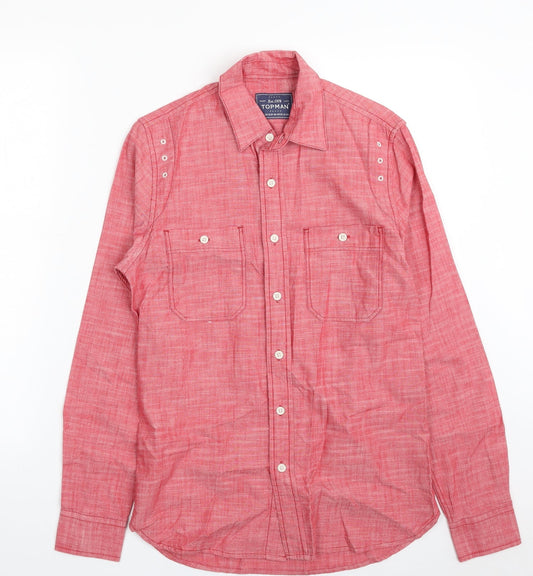Topman Mens Pink  Cotton  Button-Up Size XS Collared Button