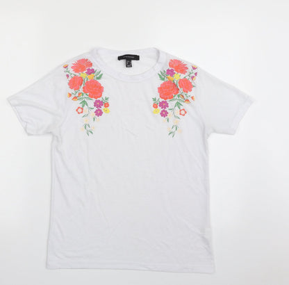 Atmosphere Womens White  Polyester Basic T-Shirt Size 8 Crew Neck