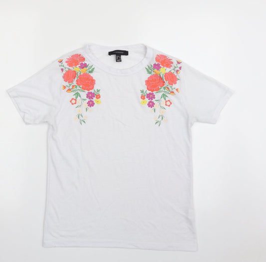 Atmosphere Womens White  Polyester Basic T-Shirt Size 8 Crew Neck