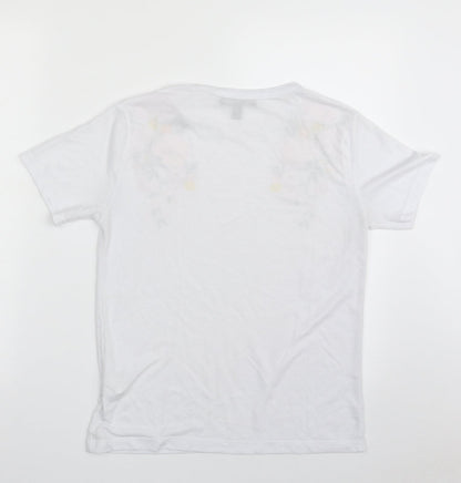 Atmosphere Womens White  Polyester Basic T-Shirt Size 8 Crew Neck