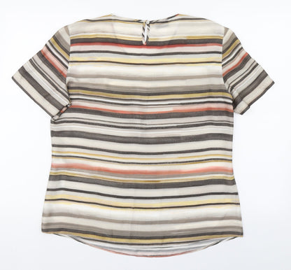 Gerry Weber Womens Multicoloured Striped Polyester Basic Blouse Size 14 Round Neck