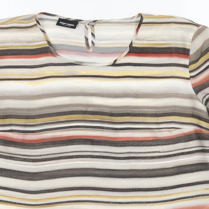 Gerry Weber Womens Multicoloured Striped Polyester Basic Blouse Size 14 Round Neck