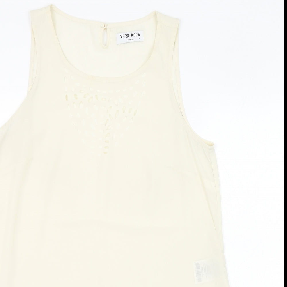Womens UK Size M VERO MODA Ivory Basic Blouse