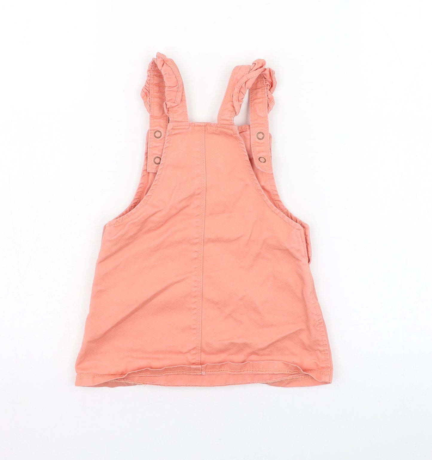 George Girls Pink  Cotton Pinafore/Dungaree Dress  Size 12-18 Months  Square Neck Button