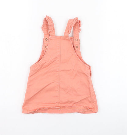 George Girls Pink  Cotton Pinafore/Dungaree Dress  Size 12-18 Months  Square Neck Button