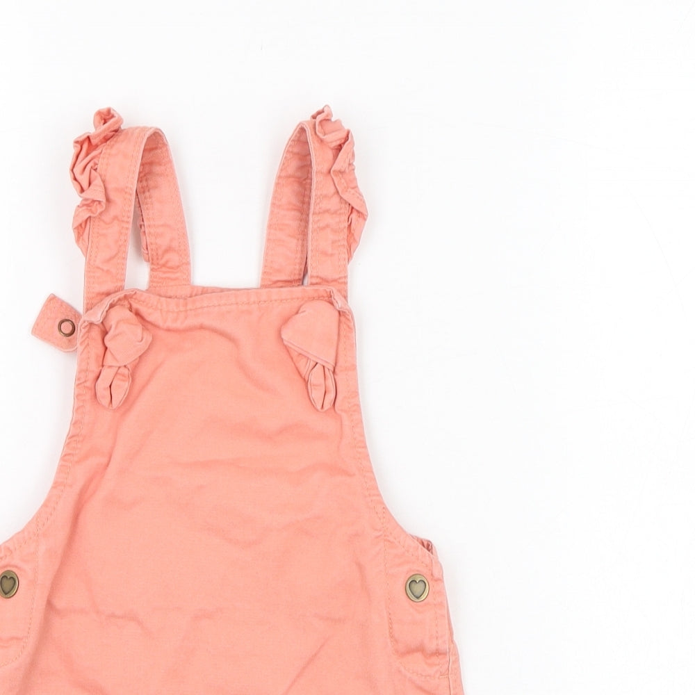 George Girls Pink  Cotton Pinafore/Dungaree Dress  Size 12-18 Months  Square Neck Button