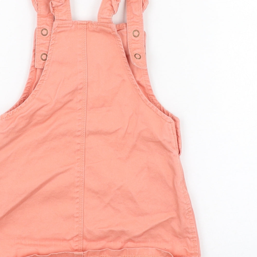 George Girls Pink  Cotton Pinafore/Dungaree Dress  Size 12-18 Months  Square Neck Button