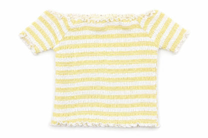 Front view of Primark girls’ striped cotton basic t-shirt, size 3-4, years square neck pullover