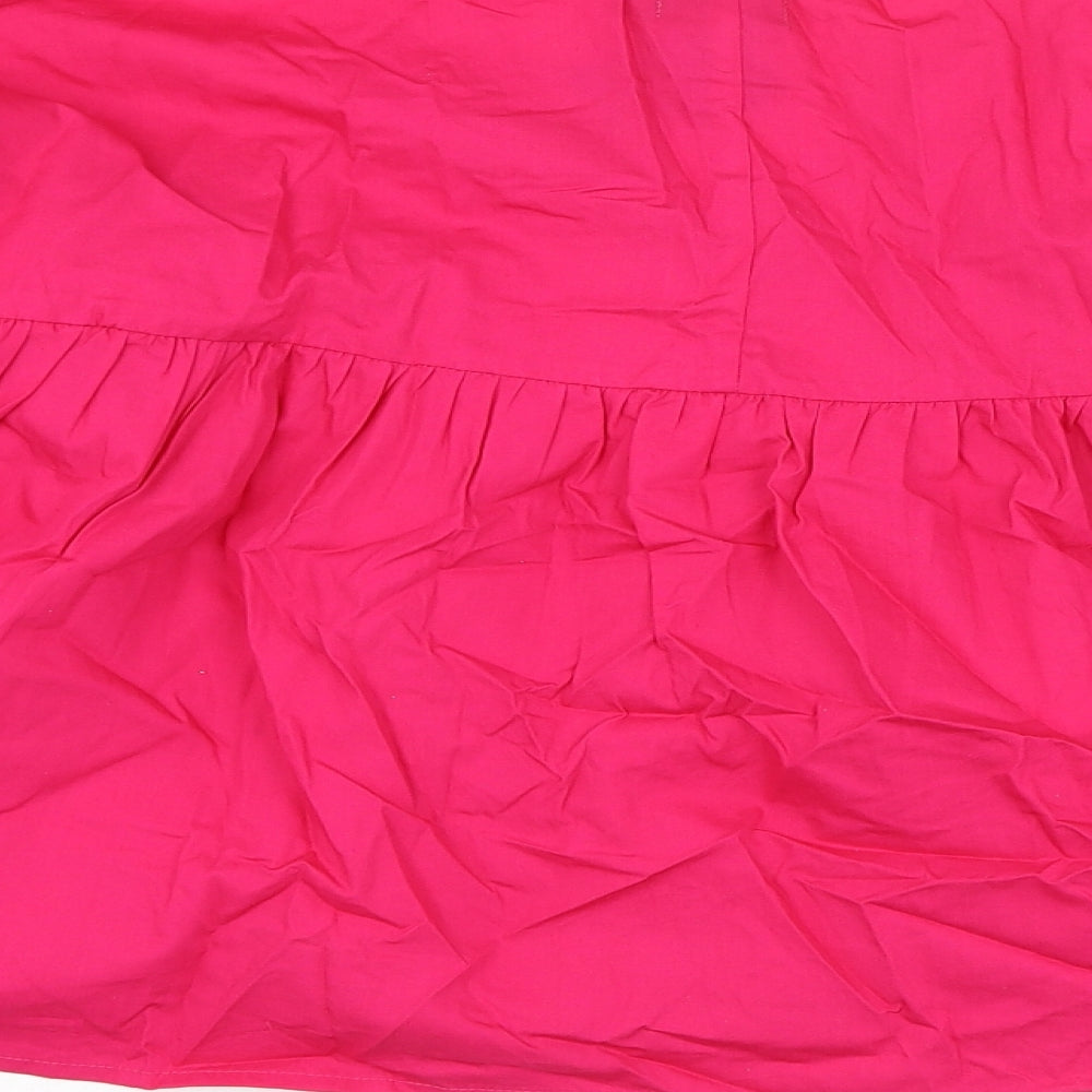 Boohoo Womens Pink  Cotton Basic Blouse Size 12 V-Neck