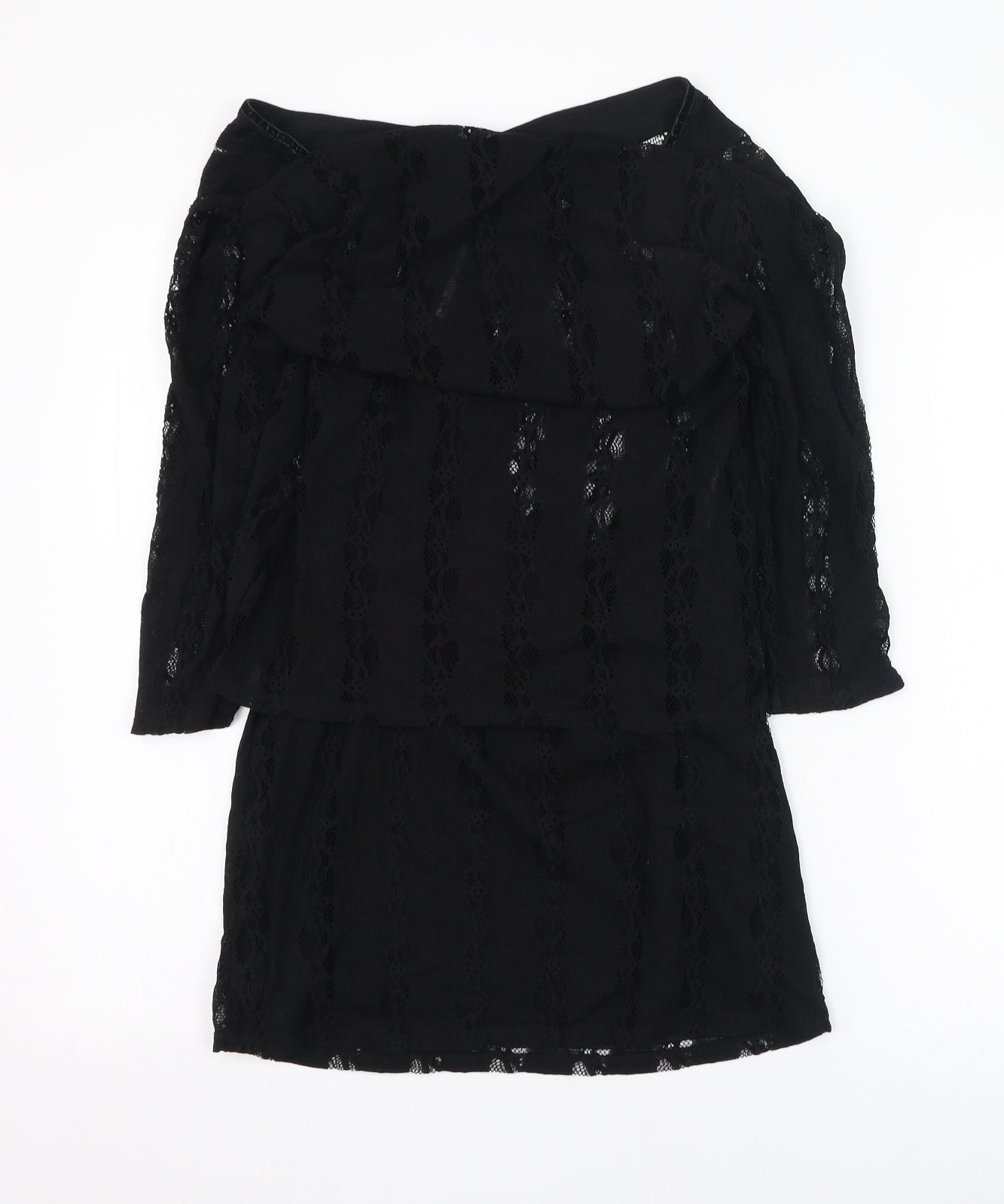Style Collection Womens Black  Nylon Pencil Dress  Size M  Square Neck Button