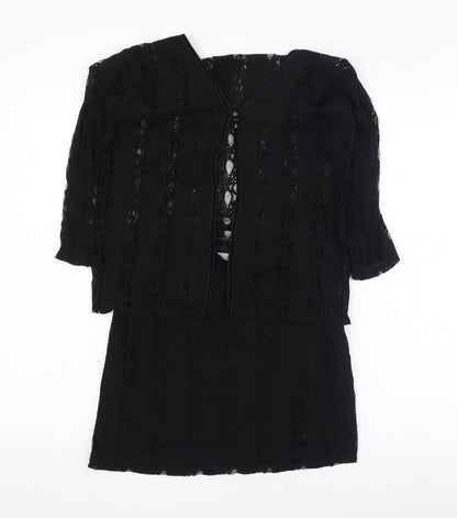 Style Collection Womens Black  Nylon Pencil Dress  Size M  Square Neck Button