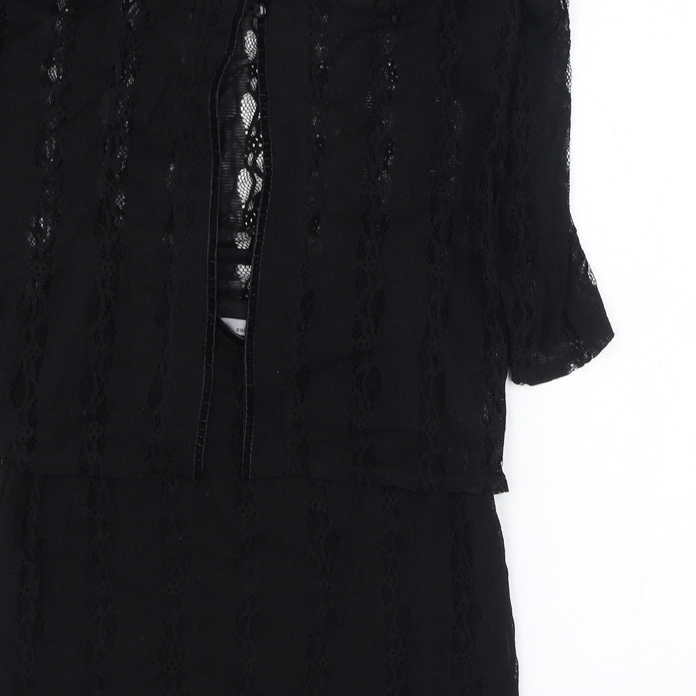 Style Collection Womens Black  Nylon Pencil Dress  Size M  Square Neck Button