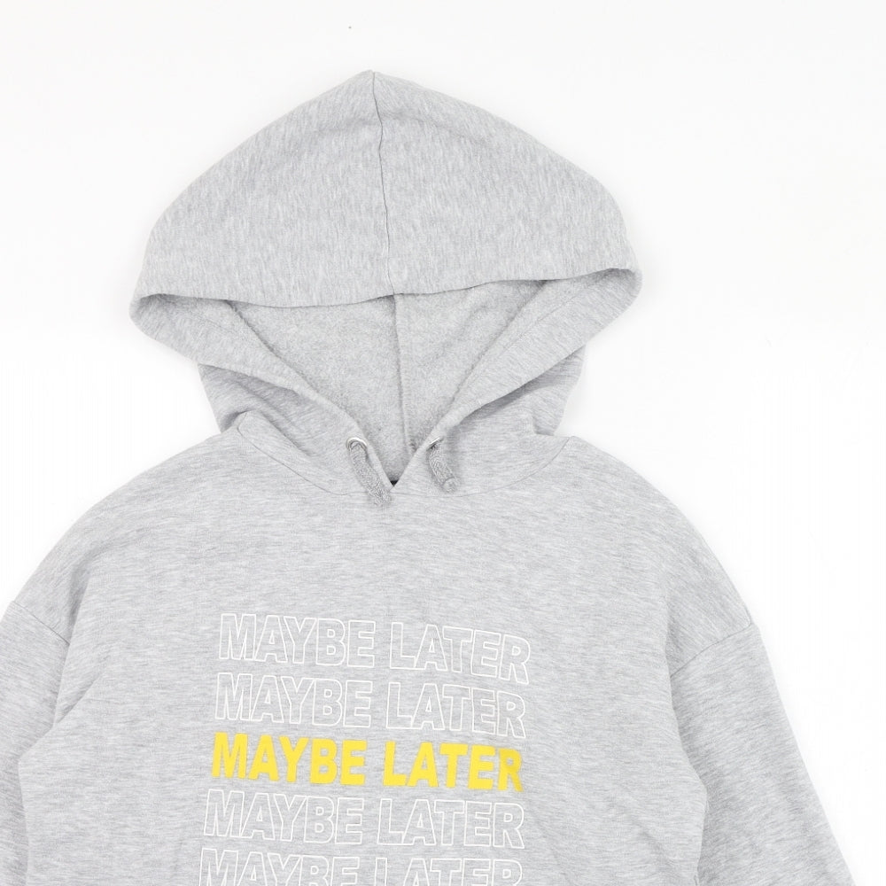 New Look Girls Grey  Cotton Pullover Hoodie Size 12-13 Years  Pullover - Maybe Later