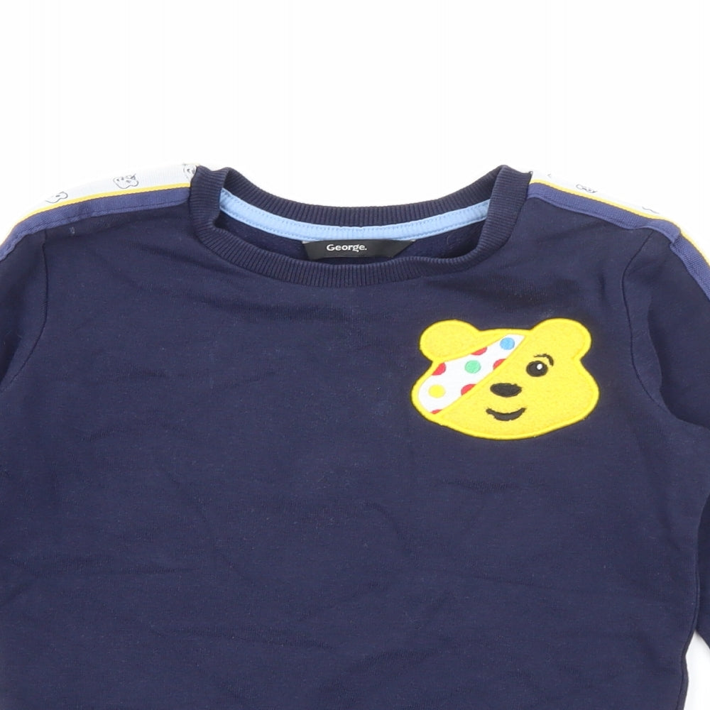 George Boys Blue  Cotton Pullover Sweatshirt Size 3-4 Years   - Pudsey