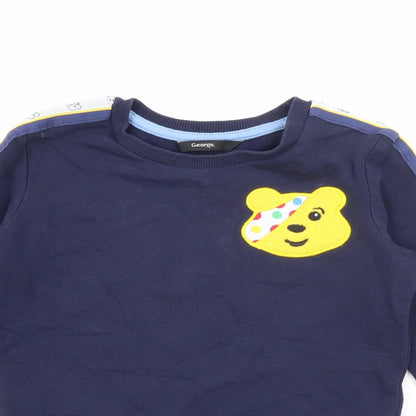 George Boys Blue  Cotton Pullover Sweatshirt Size 3-4 Years   - Pudsey
