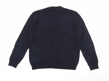 George Mens Blue Crew Neck  Acrylic Pullover Jumper Size M