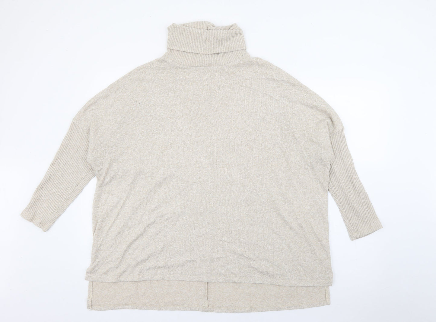 George Womens Beige Roll Neck  Viscose Pullover Jumper Size 12