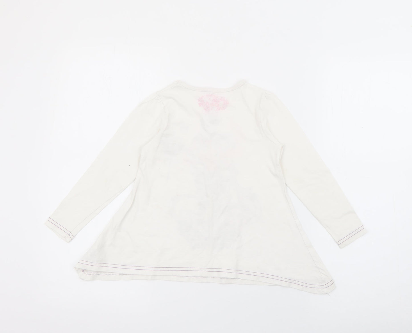 Dunnes Stores Girls White  Cotton Pullover T-Shirt Size 5 Years Crew Neck