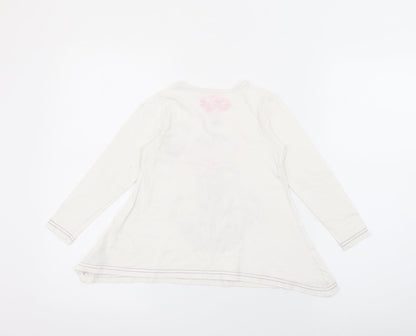 Dunnes Stores Girls White  Cotton Pullover T-Shirt Size 5 Years Crew Neck