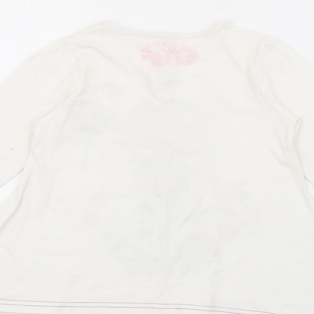 Dunnes Stores Girls White  Cotton Pullover T-Shirt Size 5 Years Crew Neck