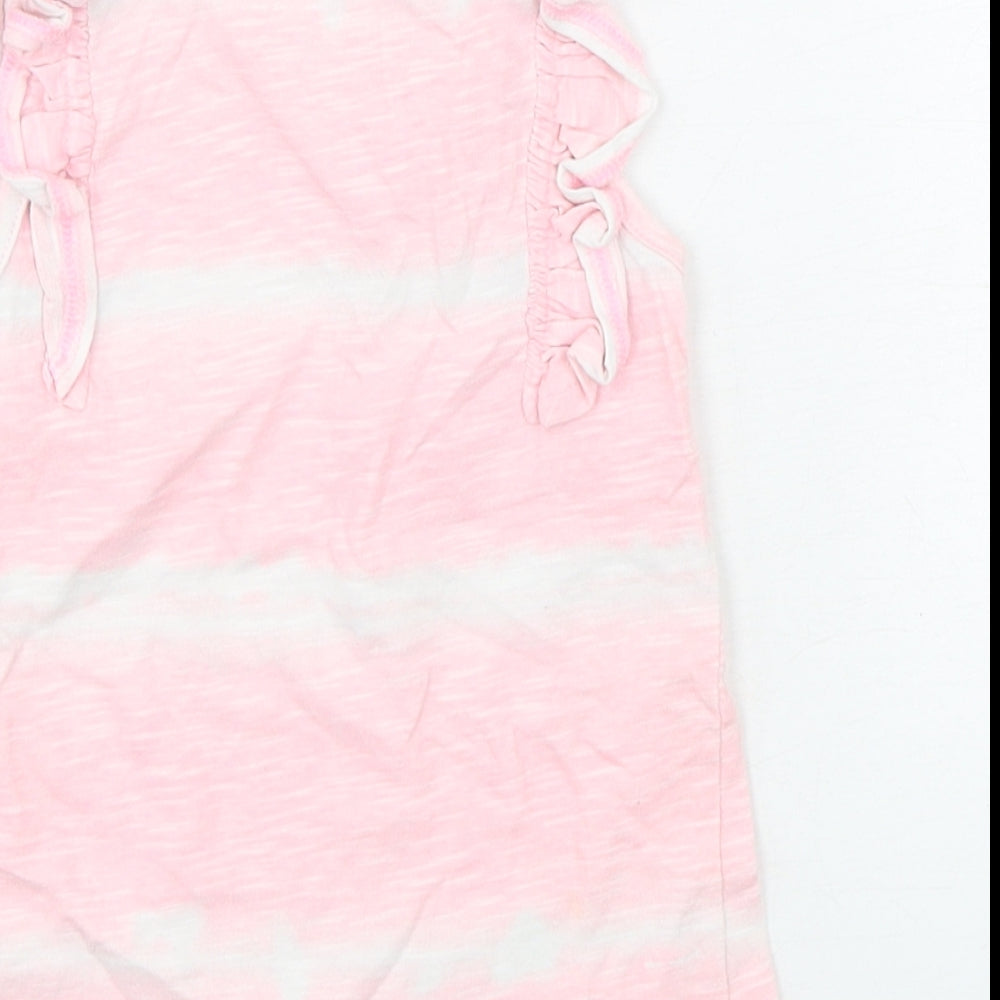 Dunnes Stores Girls Pink Striped Cotton Basic Tank Size 3-4 Years Round Neck Pullover