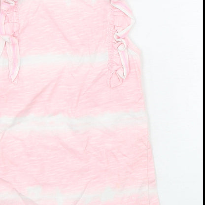 Dunnes Stores Girls Pink Striped Cotton Basic Tank Size 3-4 Years Round Neck Pullover