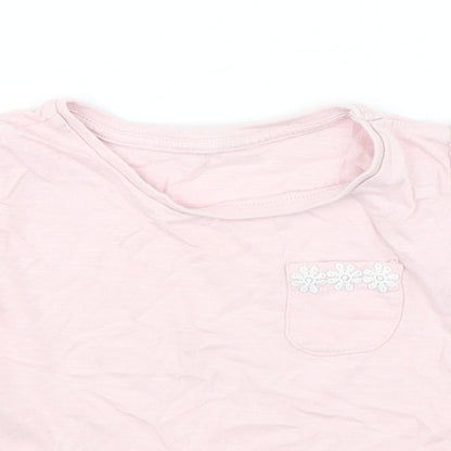 Dunnes Stores Girls Pink  Cotton Basic T-Shirt Size 12-18 Months Round Neck Pullover
