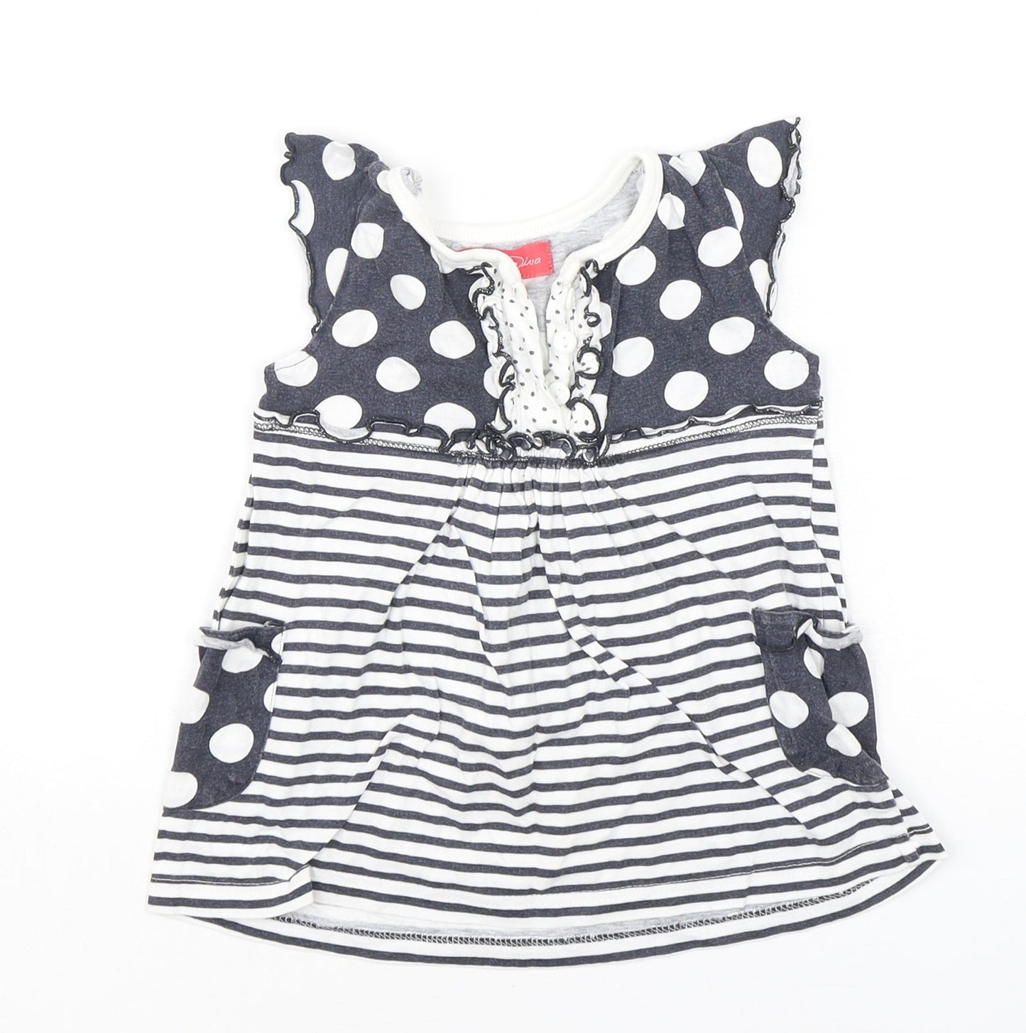 Funky Diva Girls Multicoloured Striped Cotton Basic T-Shirt Size 2-3 Years Round Neck