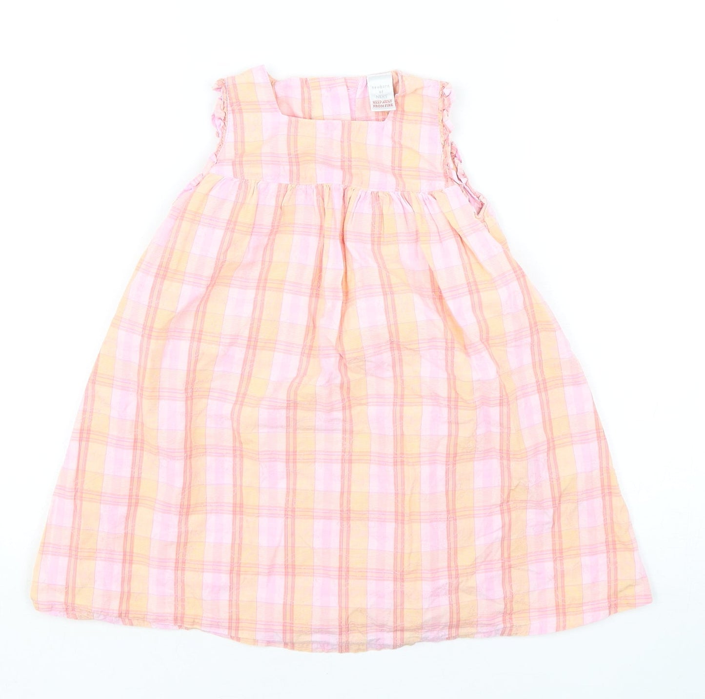NEXT Girls Multicoloured Plaid Cotton A-Line  Size Newborn  Round Neck