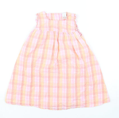 NEXT Girls Multicoloured Plaid Cotton A-Line  Size Newborn  Round Neck