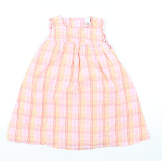 NEXT Girls Multicoloured Plaid Cotton A-Line  Size Newborn  Round Neck
