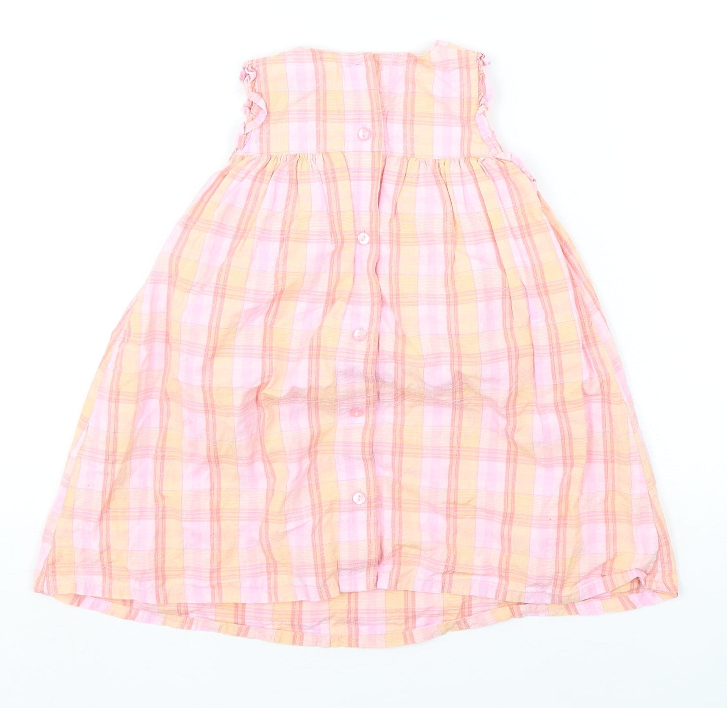 NEXT Girls Multicoloured Plaid Cotton A-Line  Size Newborn  Round Neck