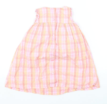 NEXT Girls Multicoloured Plaid Cotton A-Line  Size Newborn  Round Neck