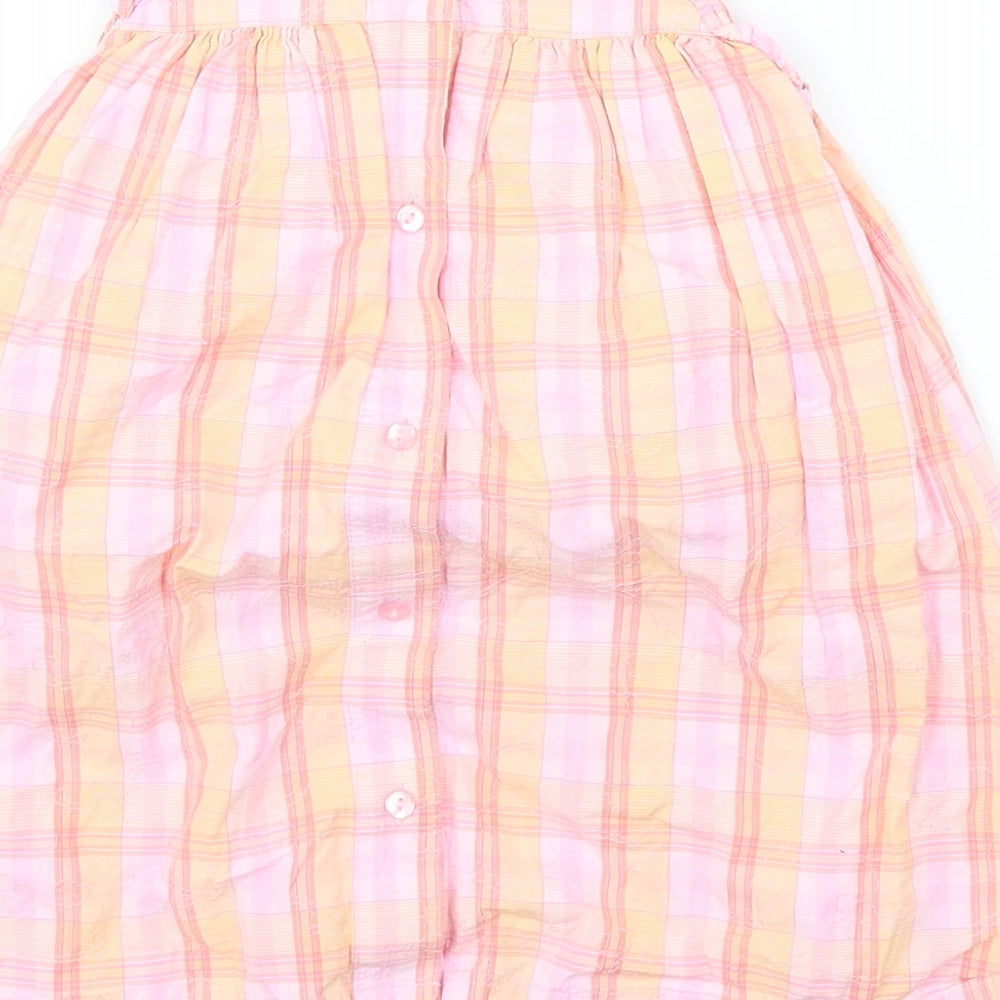 NEXT Girls Multicoloured Plaid Cotton A-Line  Size Newborn  Round Neck