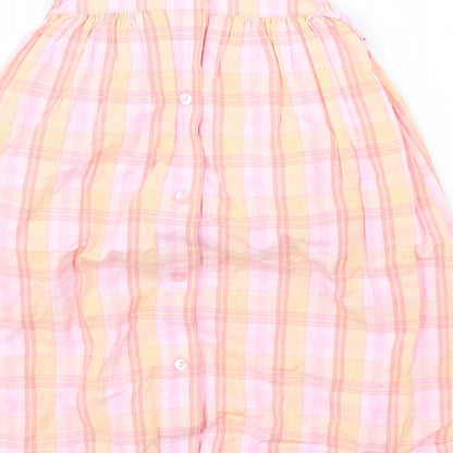 NEXT Girls Multicoloured Plaid Cotton A-Line  Size Newborn  Round Neck