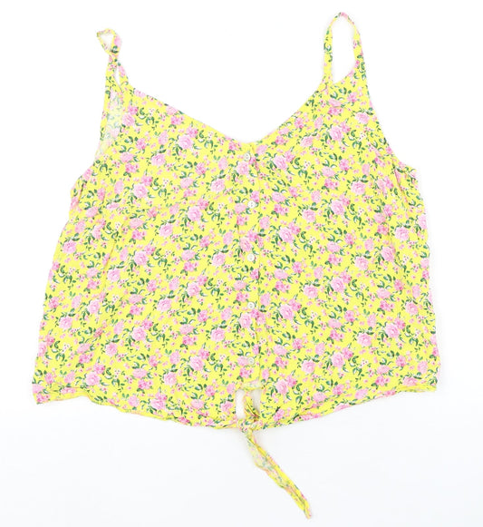 Papaya Womens Multicoloured Floral Viscose Basic Tank Size 16 V-Neck