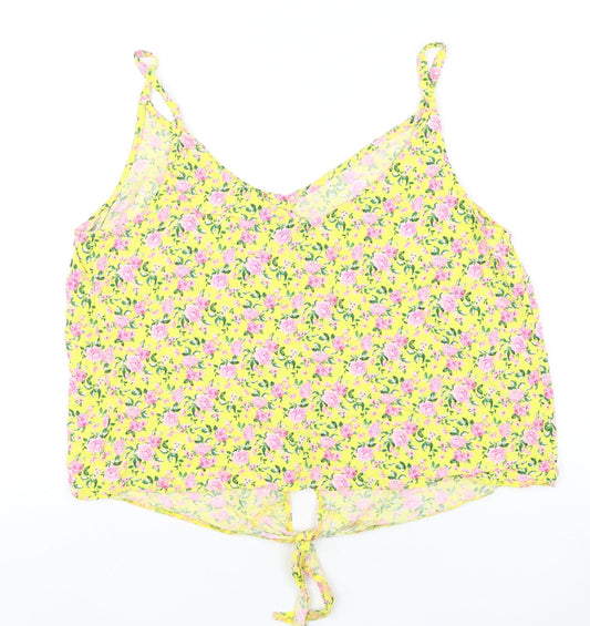 Papaya Womens Multicoloured Floral Viscose Basic Tank Size 16 V-Neck