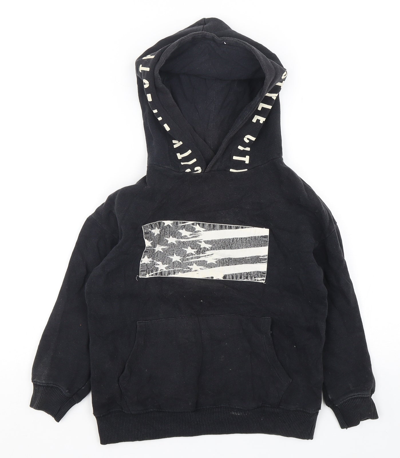 Zara Boys Black  Cotton Pullover Hoodie Size 6 Years  Pullover - USA