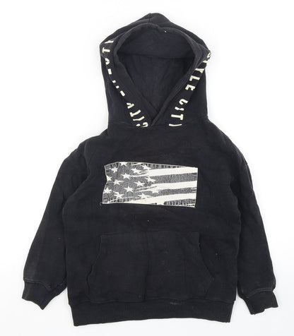 Zara Boys Black  Cotton Pullover Hoodie Size 6 Years  Pullover - USA