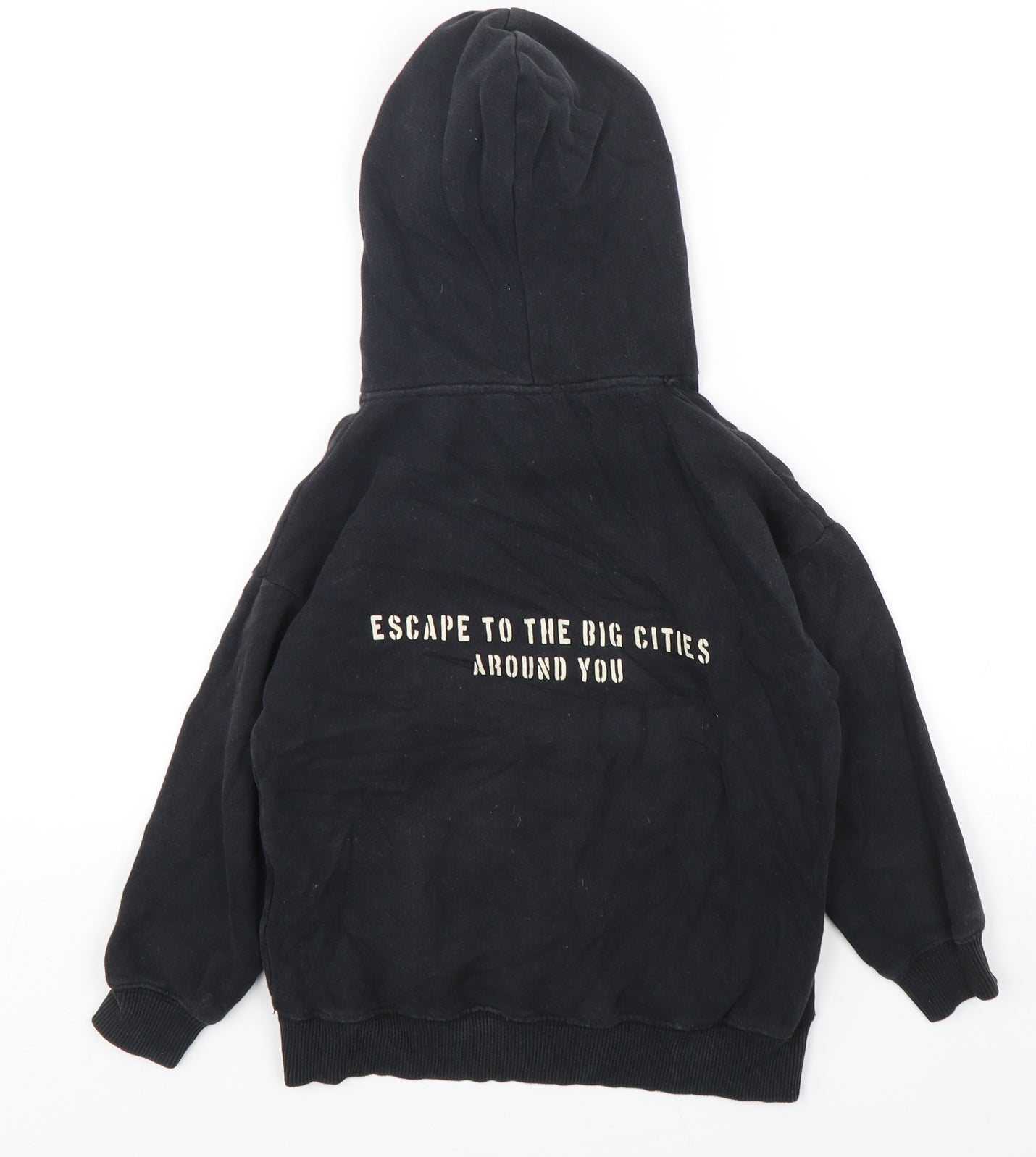 Zara Boys Black  Cotton Pullover Hoodie Size 6 Years  Pullover - USA