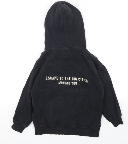 Zara Boys Black  Cotton Pullover Hoodie Size 6 Years  Pullover - USA