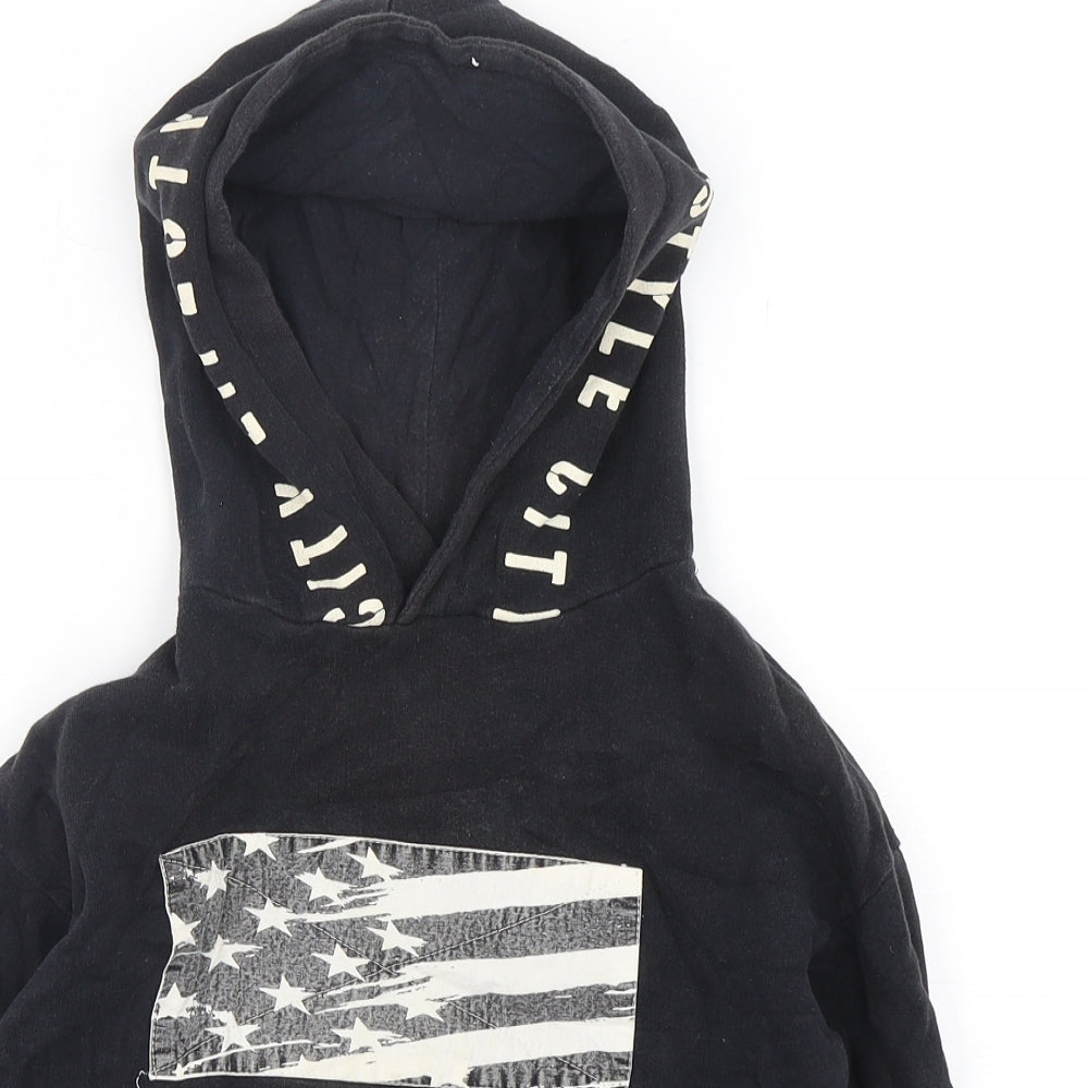 Zara Boys Black  Cotton Pullover Hoodie Size 6 Years  Pullover - USA