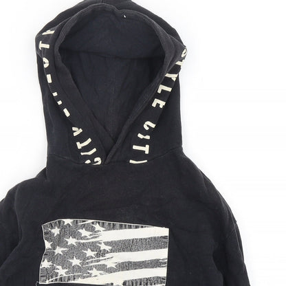 Zara Boys Black  Cotton Pullover Hoodie Size 6 Years  Pullover - USA