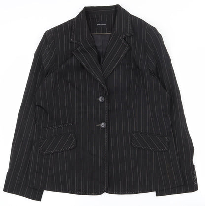 E-vie Womens Black Striped Polyester Jacket Suit Jacket Size 18