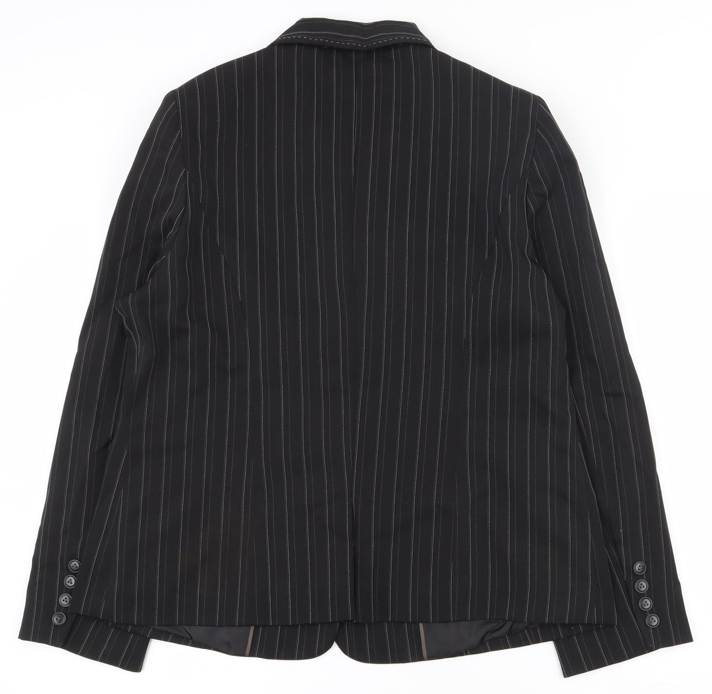 E-vie Womens Black Striped Polyester Jacket Suit Jacket Size 18