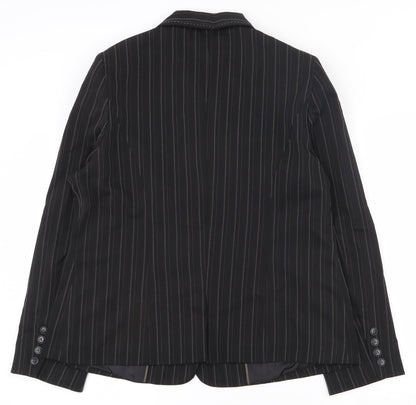 E-vie Womens Black Striped Polyester Jacket Suit Jacket Size 18