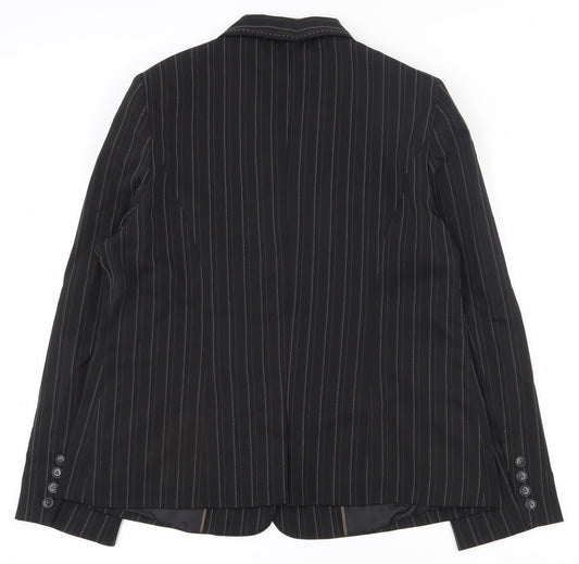 E-vie Womens Black Striped Polyester Jacket Suit Jacket Size 18