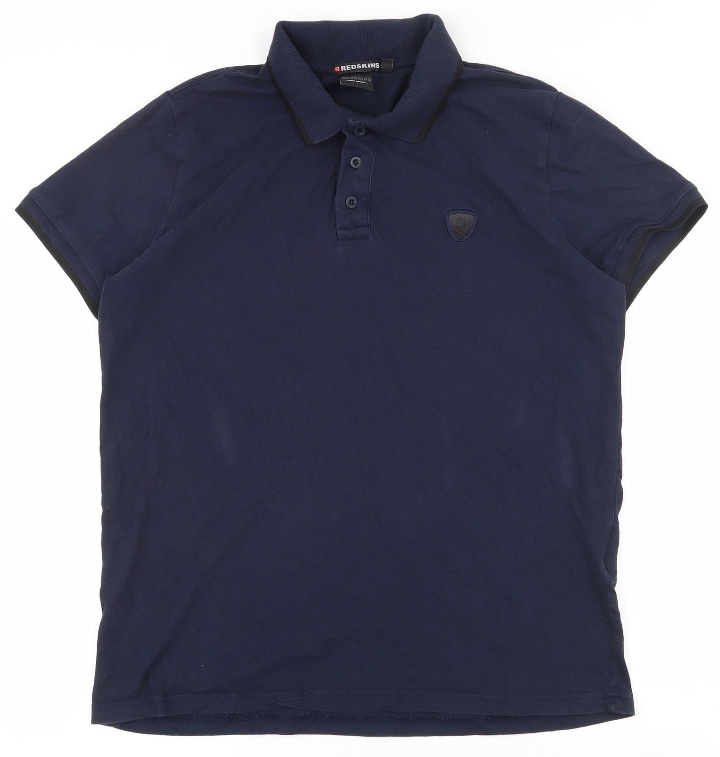 Redskins Mens Blue  Cotton  Polo Size XL Collared Button